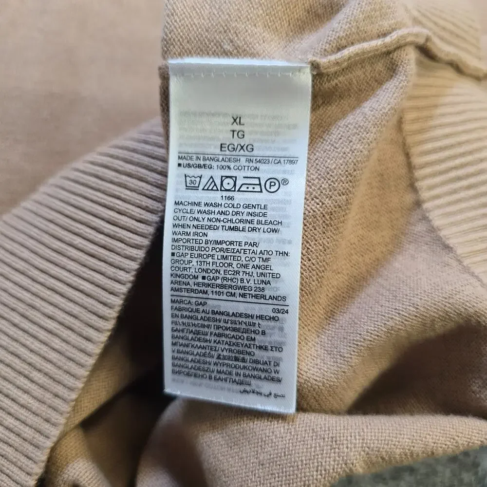 Gap Sweater Mens Size XL Brown Cotton Knit Long Sleeve Crew Neck Classic Casual